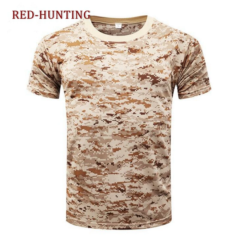 Camiseta de camuflaje para senderismo, camisa de caza de secado rápido para exteriores, camisa de manga corta de camuflaje, Tops tácticos - imagen 5