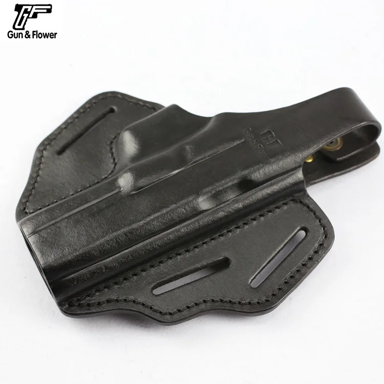 Para Colt 1911, pistola y flor táctica OWB apéndice funda ambidiestro 3 ranuras bolsas de soporte de pistola de cuero para panqueques - imagen 4