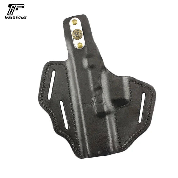 Para Colt 1911, pistola y flor táctica OWB apéndice funda ambidiestro 3 ranuras bolsas de soporte de pistola de cuero para panqueques - imagen 3