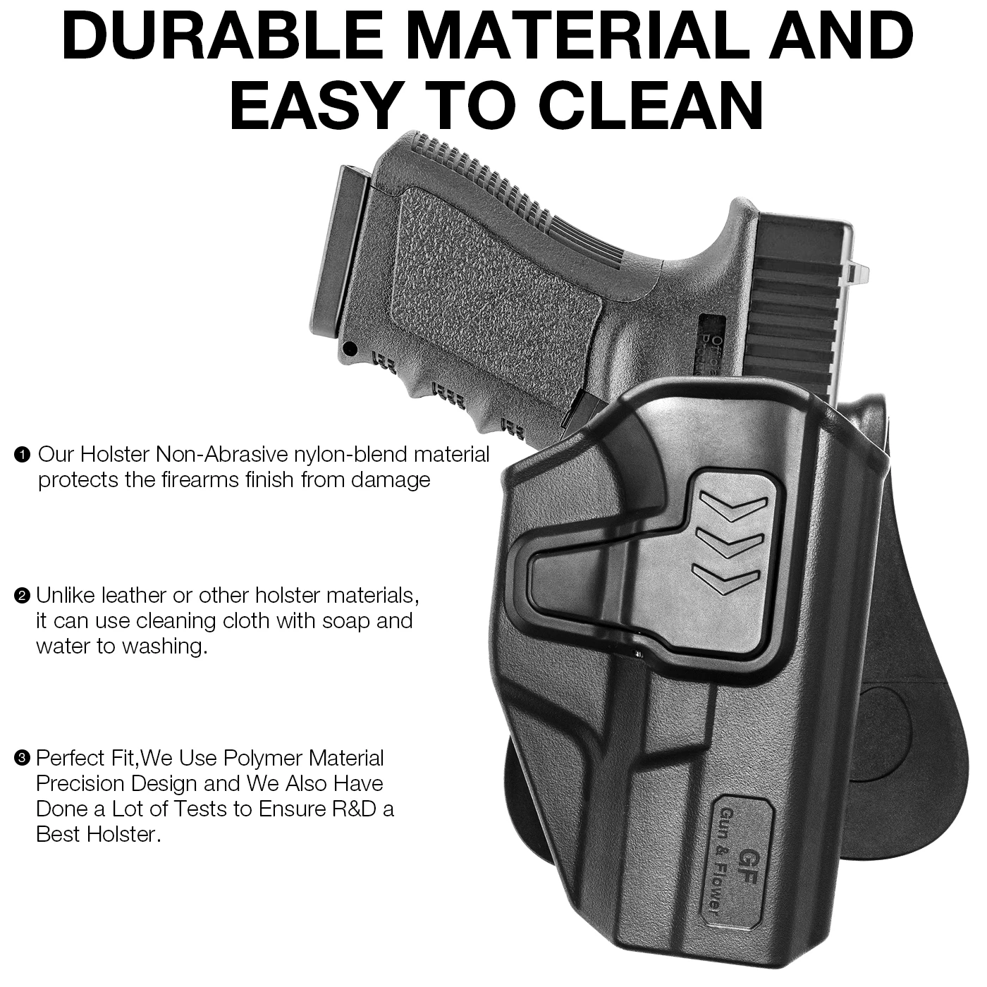 Compatible con Glock 19 Gen 3-5,Glock 23/32 Gen 3-4,G19X/44/45, funda OB, accesorio de bolsas de polímero de liberación de índice de transporte oculto, mano derecha - imagen 3