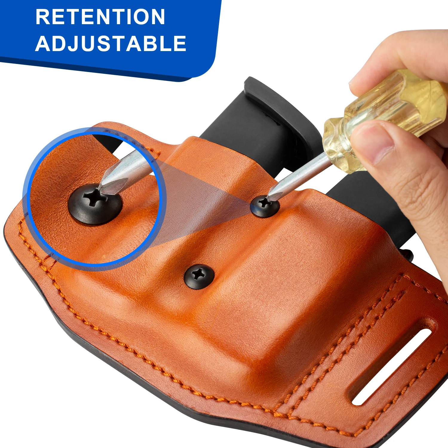 Gun&flower Bolsas dobles para revistas de cuero de plena flor Universal 9/40 Carrier magnético de doble pila - imagen 2