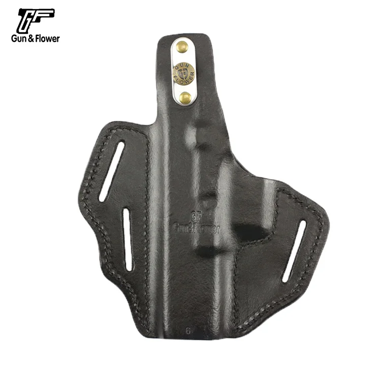Para Colt 1911, pistola y flor táctica OWB apéndice funda ambidiestro 3 ranuras bolsas de soporte de pistola de cuero para panqueques - imagen 2