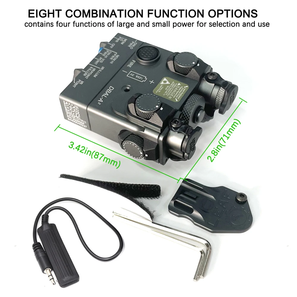 Luz láser infrarroja para Airsoft, DBAL-A2 de Metal completo, verde, vista Avanzada 2, haz doble Visible/IR, PEQ-15A de puntería - imagen 4