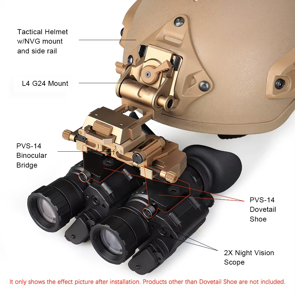 PVS-14-gafas de visión nocturna NVG, montaje de soporte, con puente Binocular plegable o abatible hacia un lado, para parejas - imagen 3