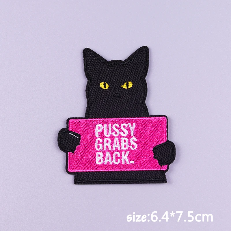 Parches bordados para planchar en la ropa, pegatinas con diseño de gato y Animal, Calavera, Punk, a rayas - imagen 3