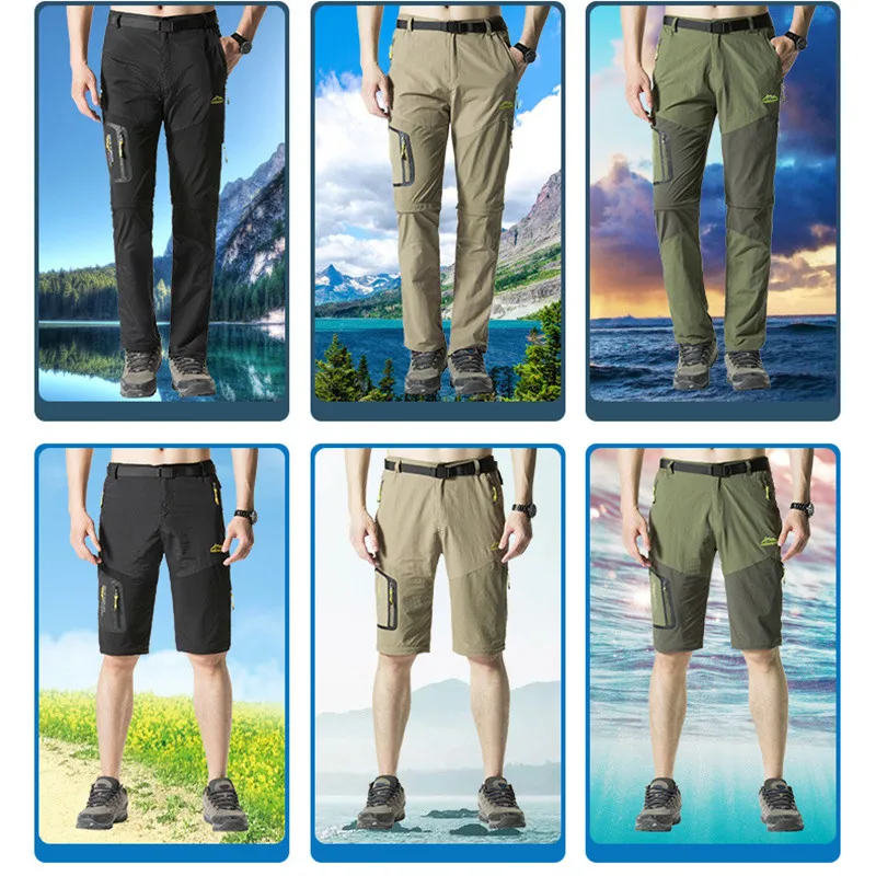 Pantalones Cargo para hombre, Shorts de secado rápido desmontables, tácticos, transpirables, elásticos, para senderismo - imagen 5