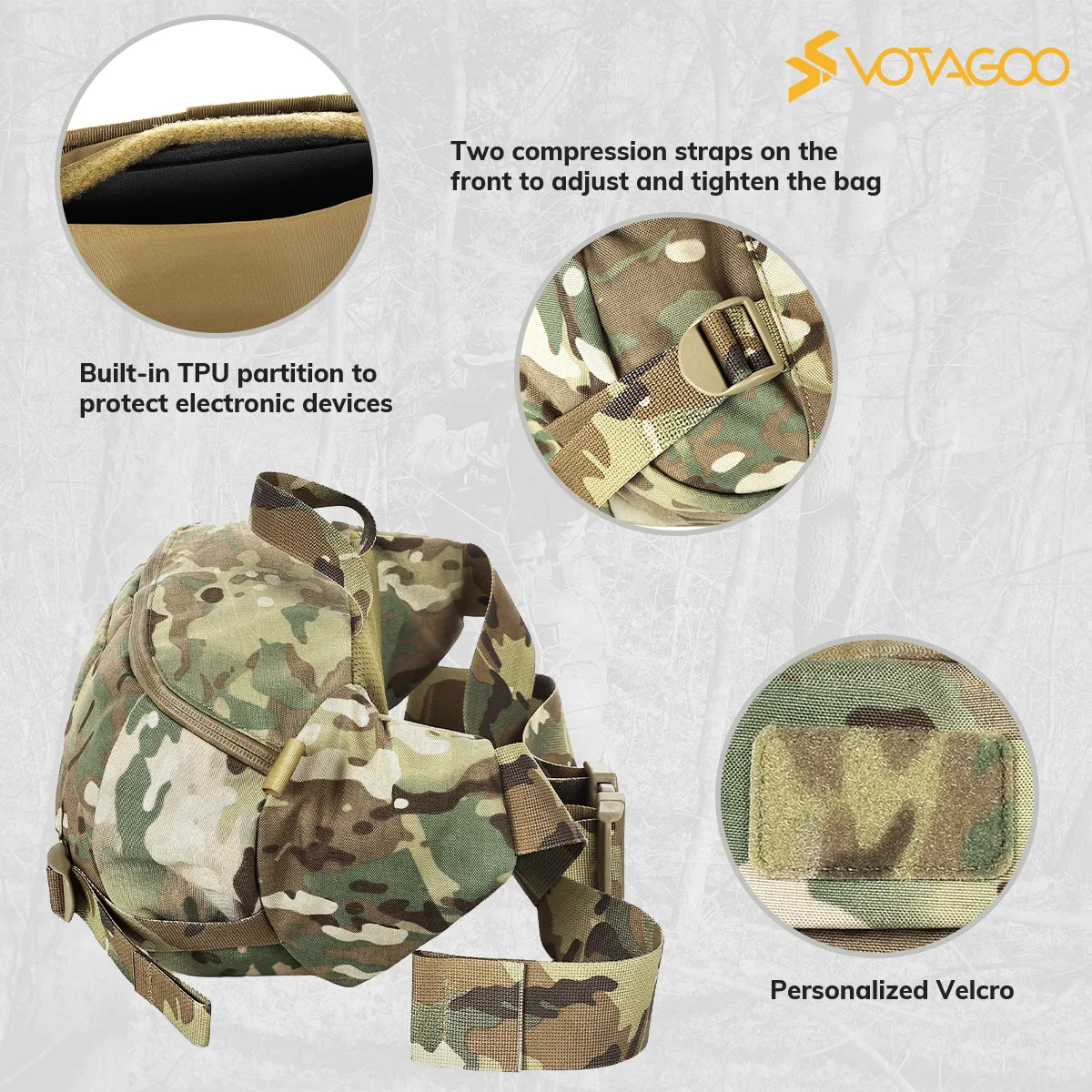 VOTAGOO Riñonera táctica Cordura impermeable bandolera