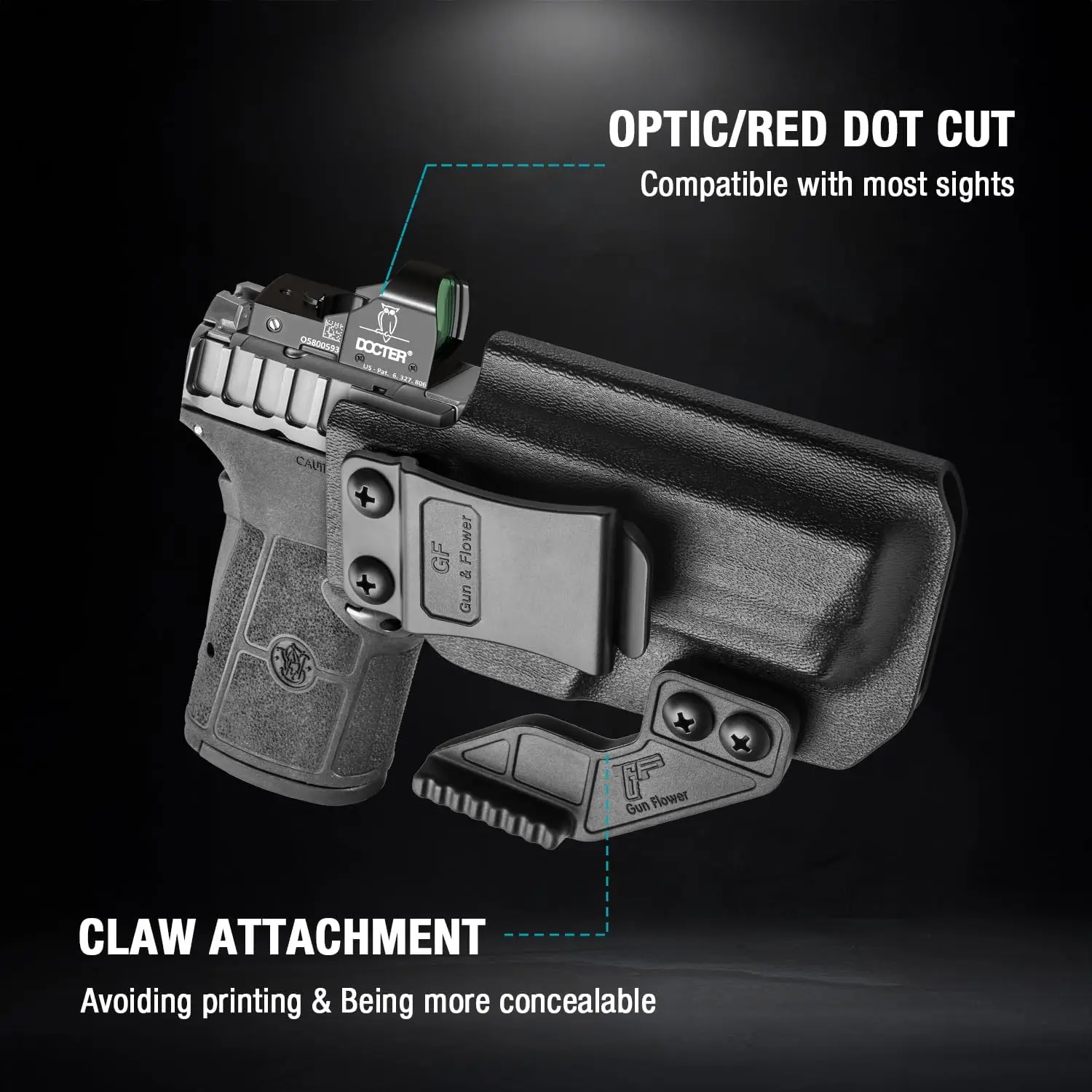Funda IWB Kydex S&W M&P 380 – Oculta con claw y corte óptico - imagen 2