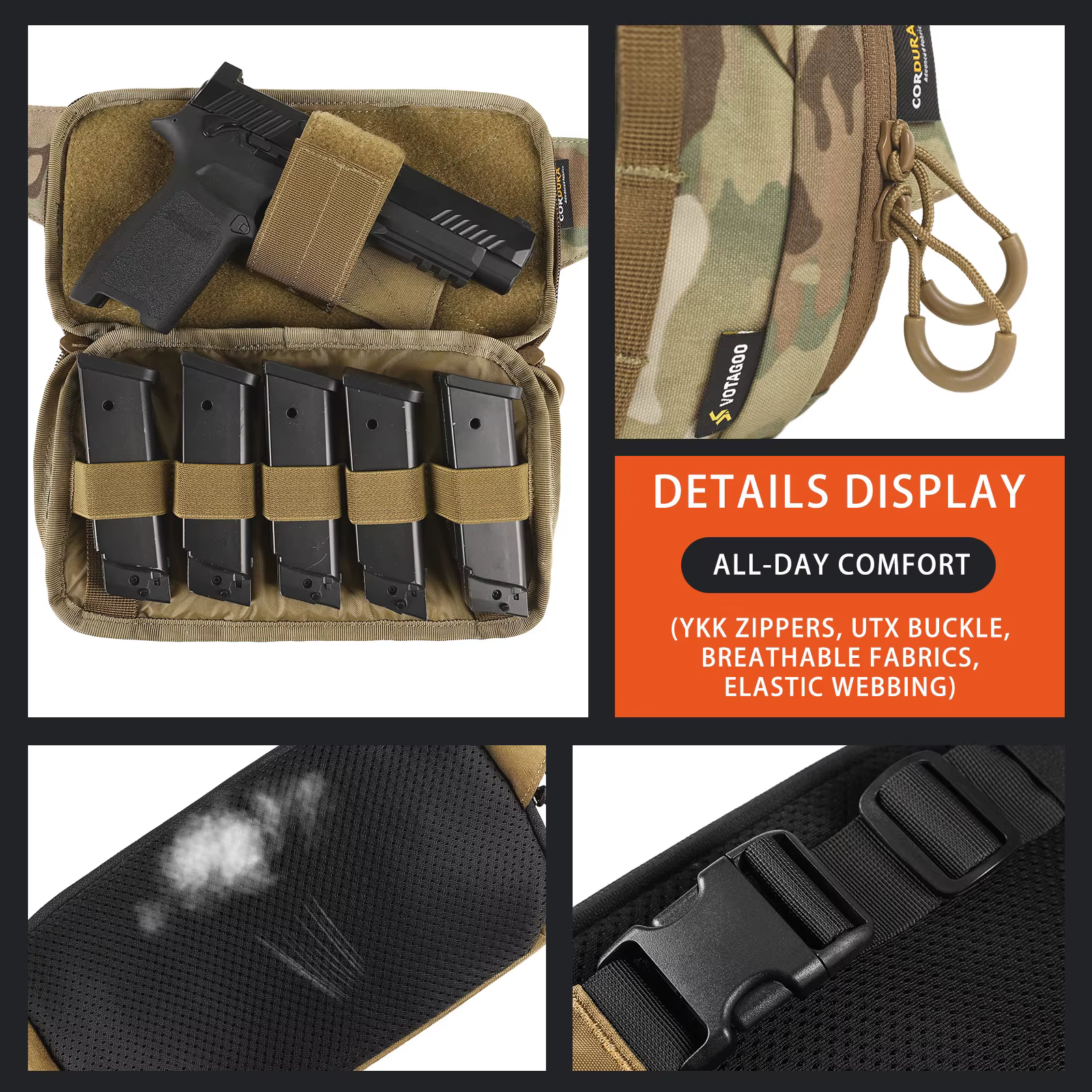 VOTAGOO riñonera táctica CCW Cordura 500D para pistola oculta - imagen 4