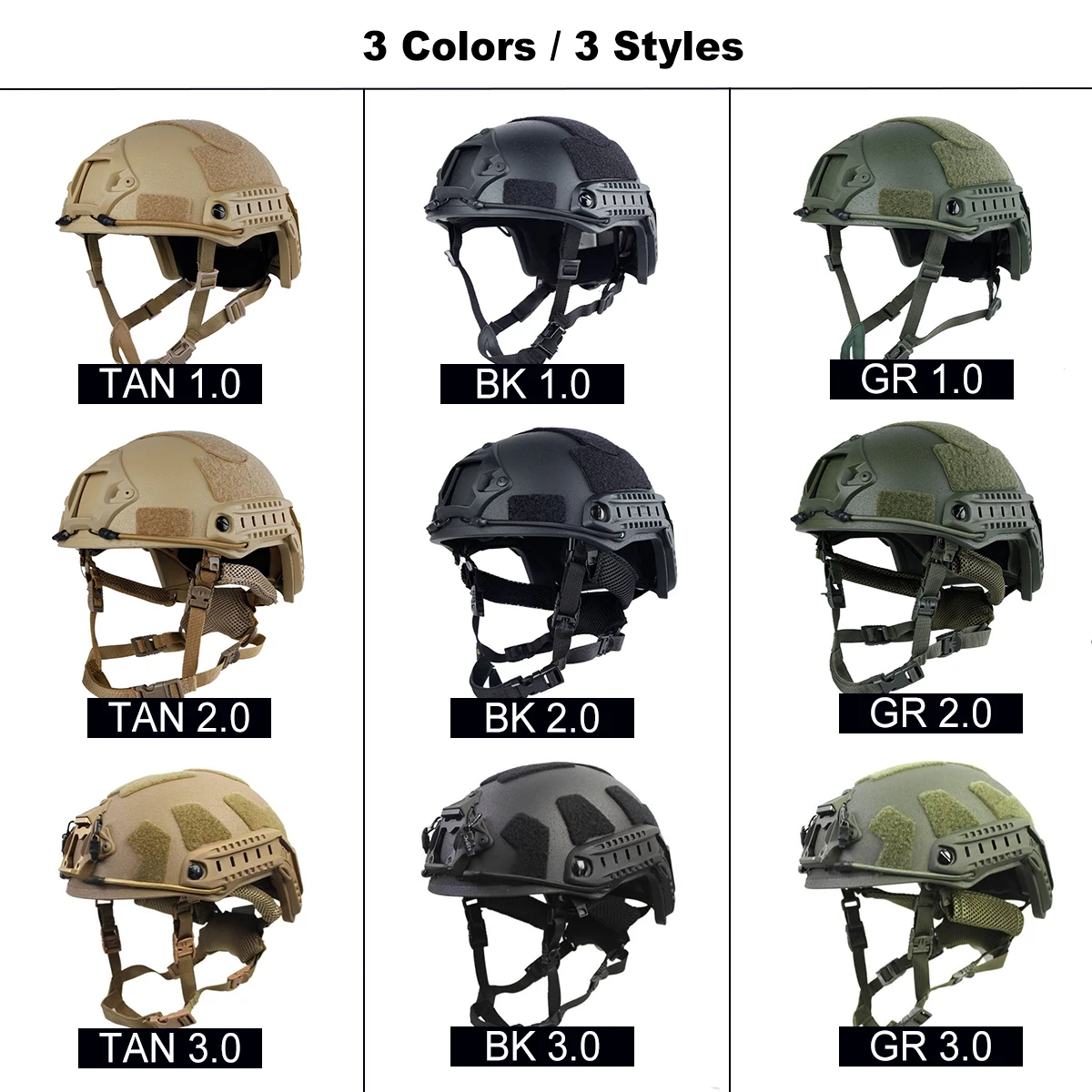 Casco táctico FAST con rieles laterales y panel velcro – Airsoft