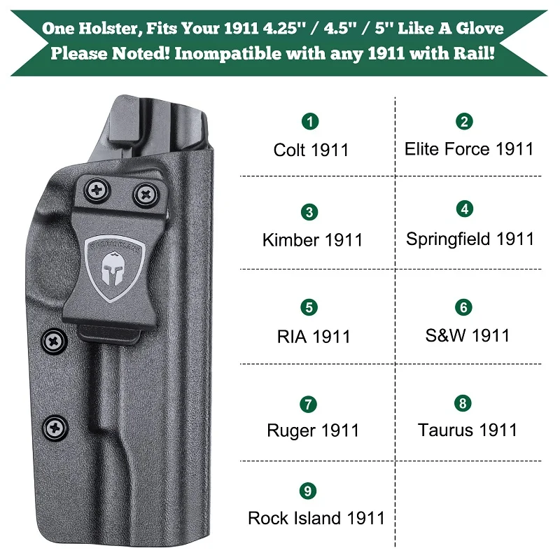Funda IWB Kydex para 1911 5 pulgadas sin raíl – Porte oculta - imagen 2