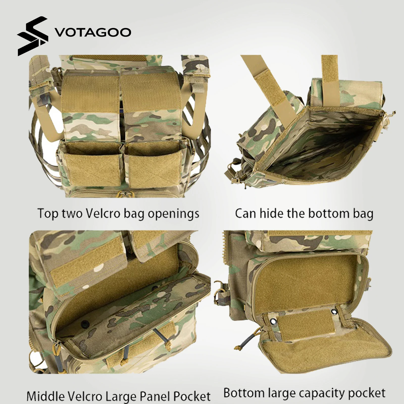 VOTAGOO pouch táctico con cremallera para panel JPC compatible MOLLE