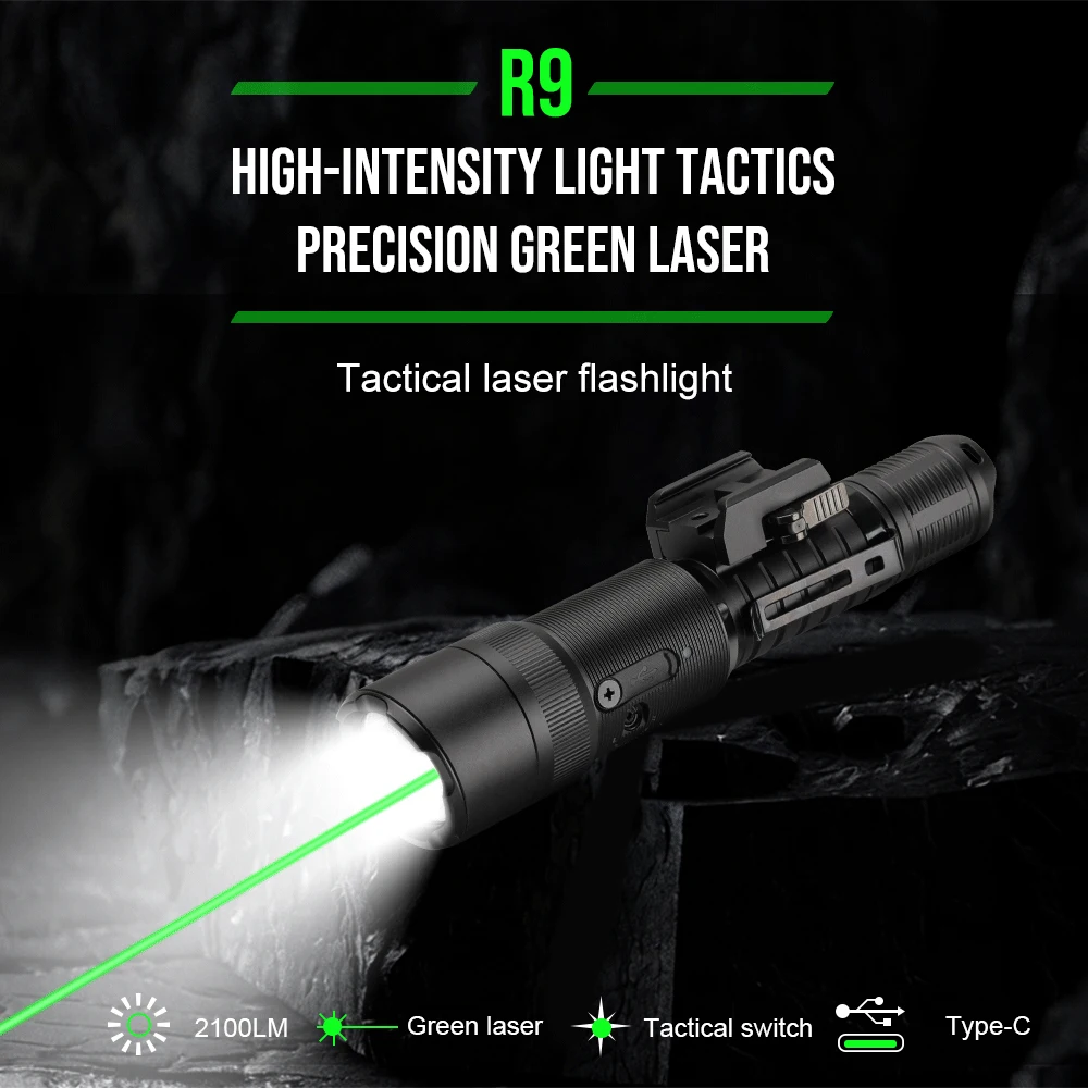 TrustFire R9 Linterna táctica LED para caza y autodefensa robusta