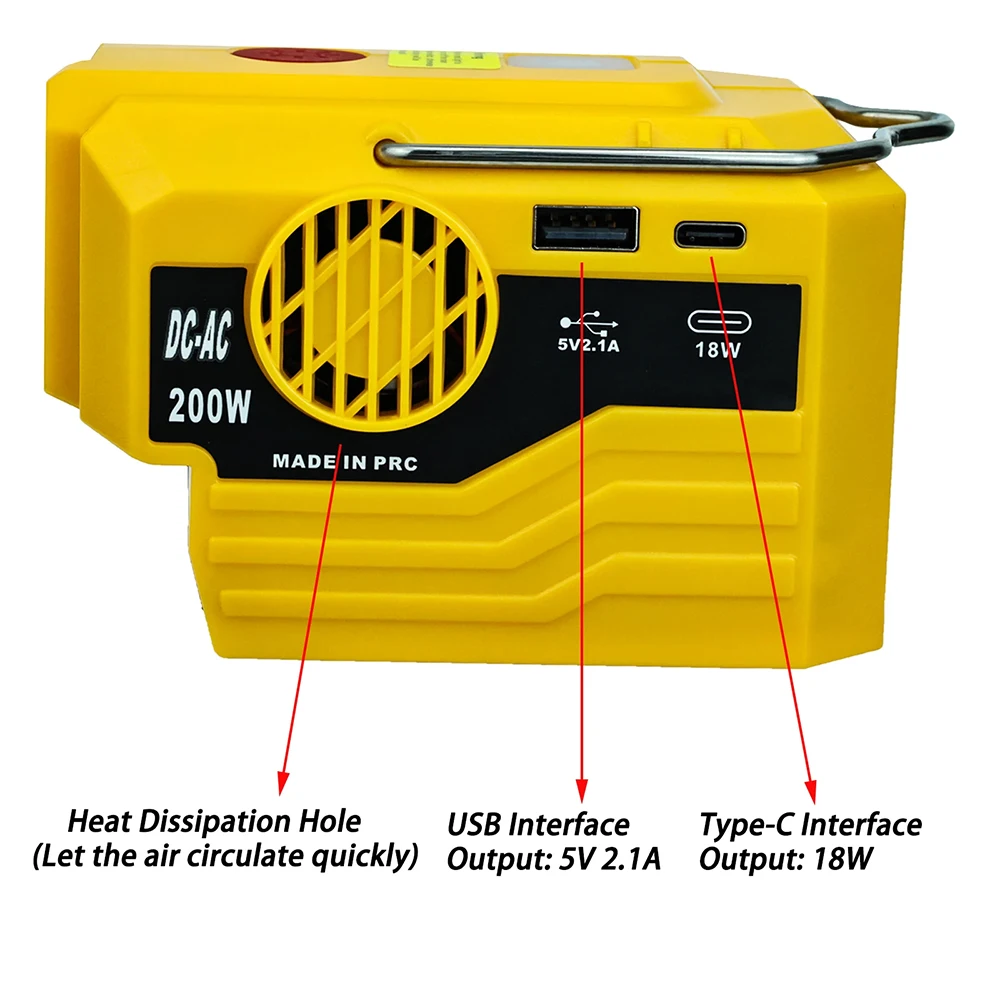 Inversor portátil 120-220V para exteriores Makita/DeWalt 18V/20V - imagen 2