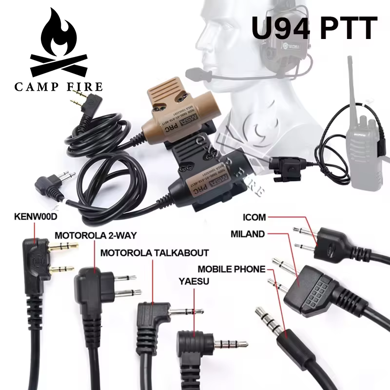 WADSN Adaptador PTT U94 para auriculares tácticos COMTAC/Earmor
