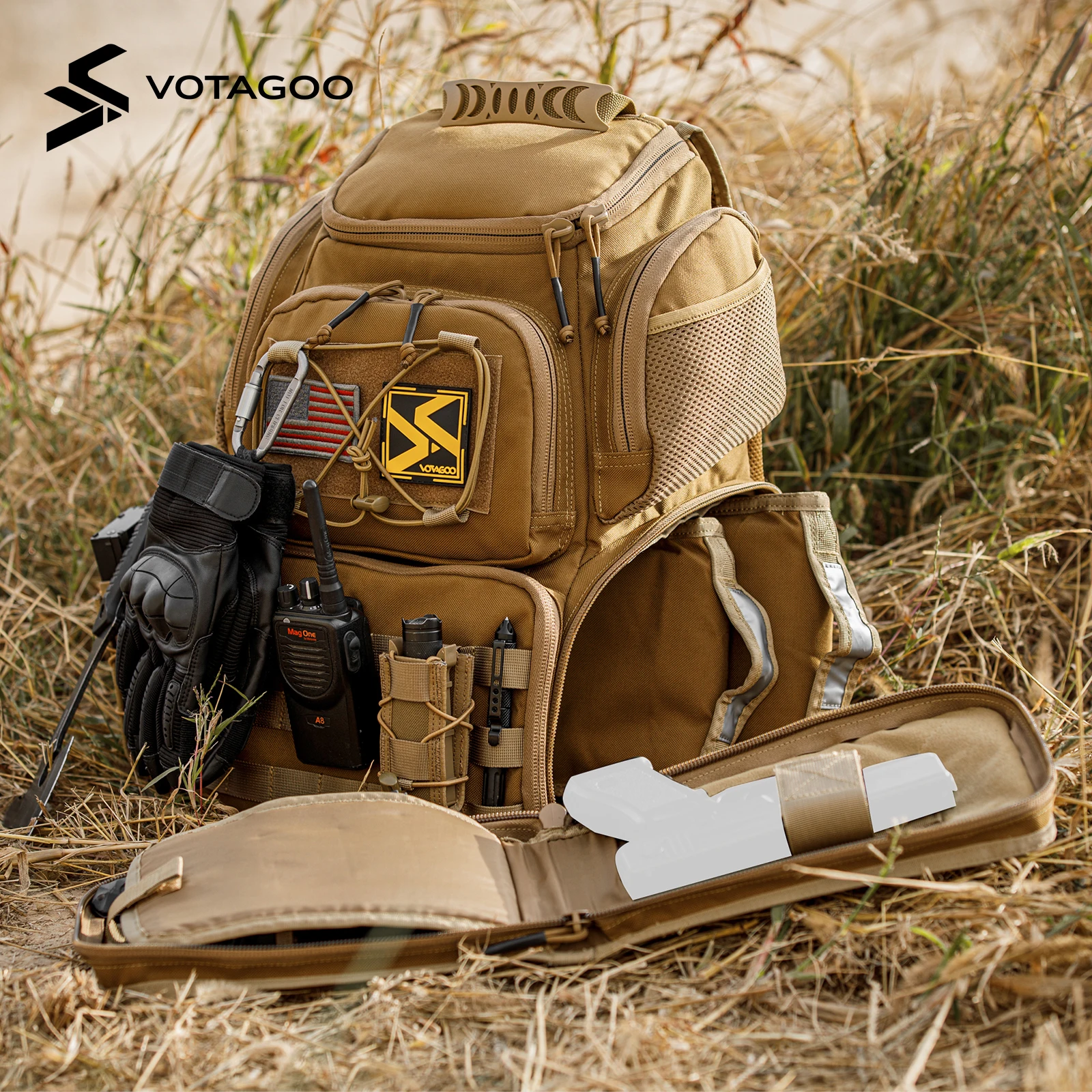 VOTAGOO Mochila táctica negra V2 para caza aire libre - imagen 5