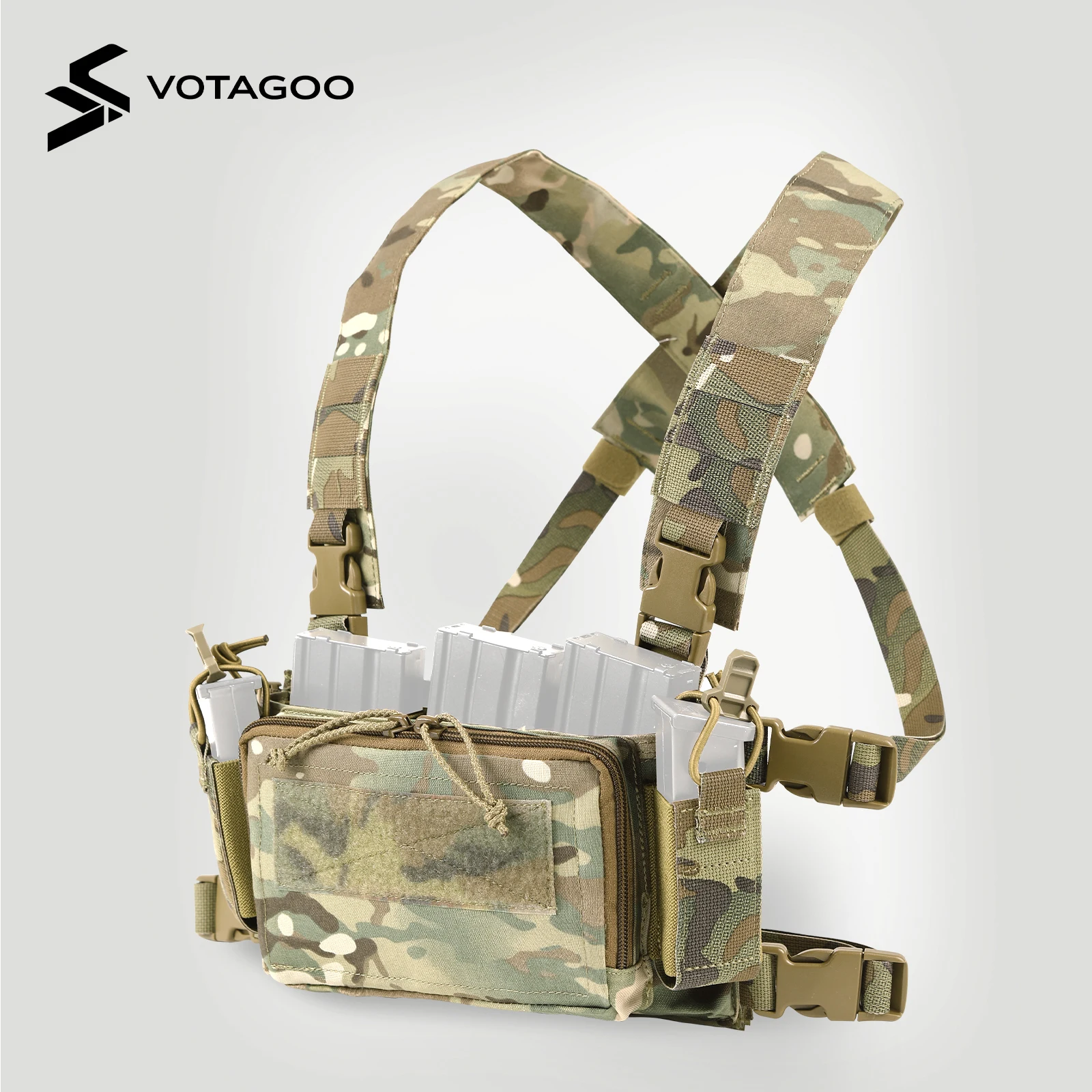 VOTAGOO Chaleco Táctico con Bolsillos MOLLE y Arnés Ajustable - imagen 3