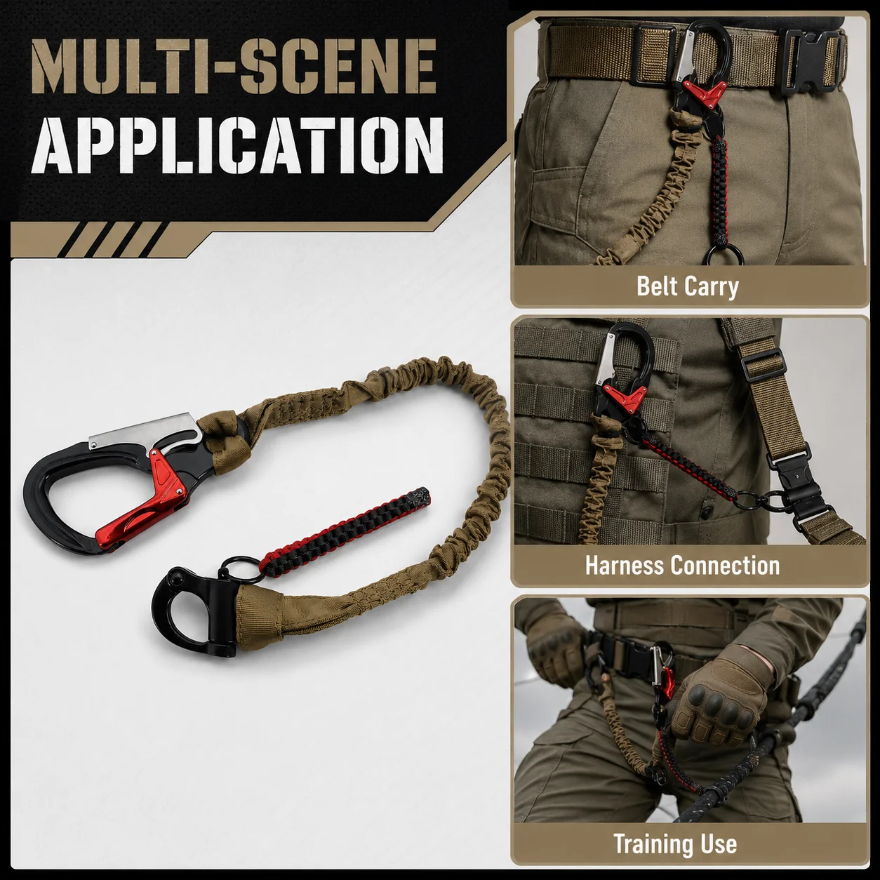 Cuerda táctica liberación rápida elástica con gancho para Airsoft K9 - imagen 5