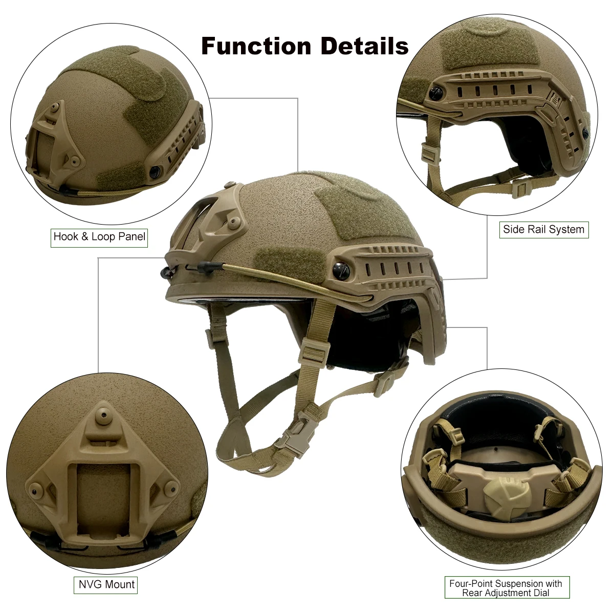 Casco táctico FAST de fibra de vidrio con montaje frontal - imagen 5