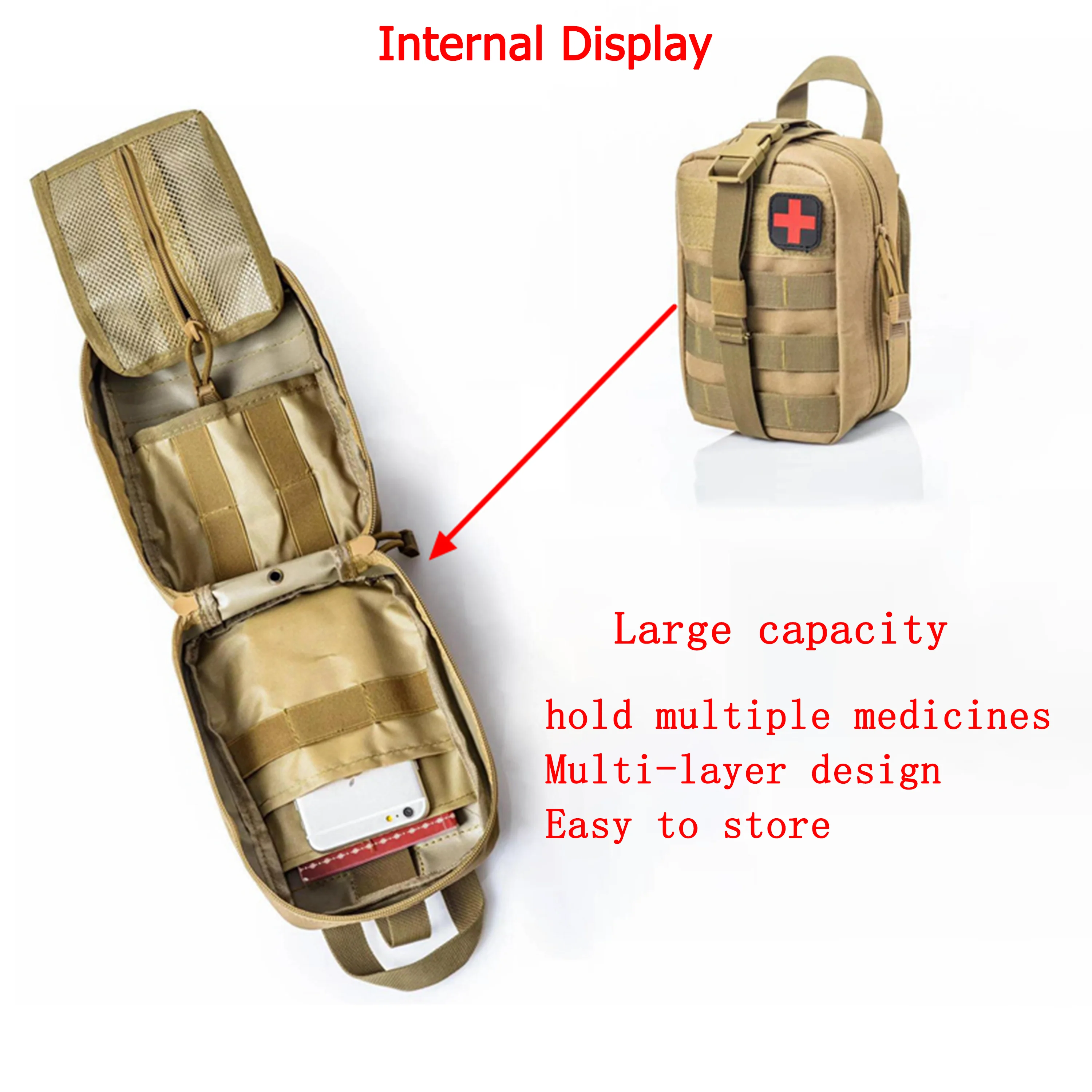 Bolsa médica táctica EDC en color negro/estilos militares