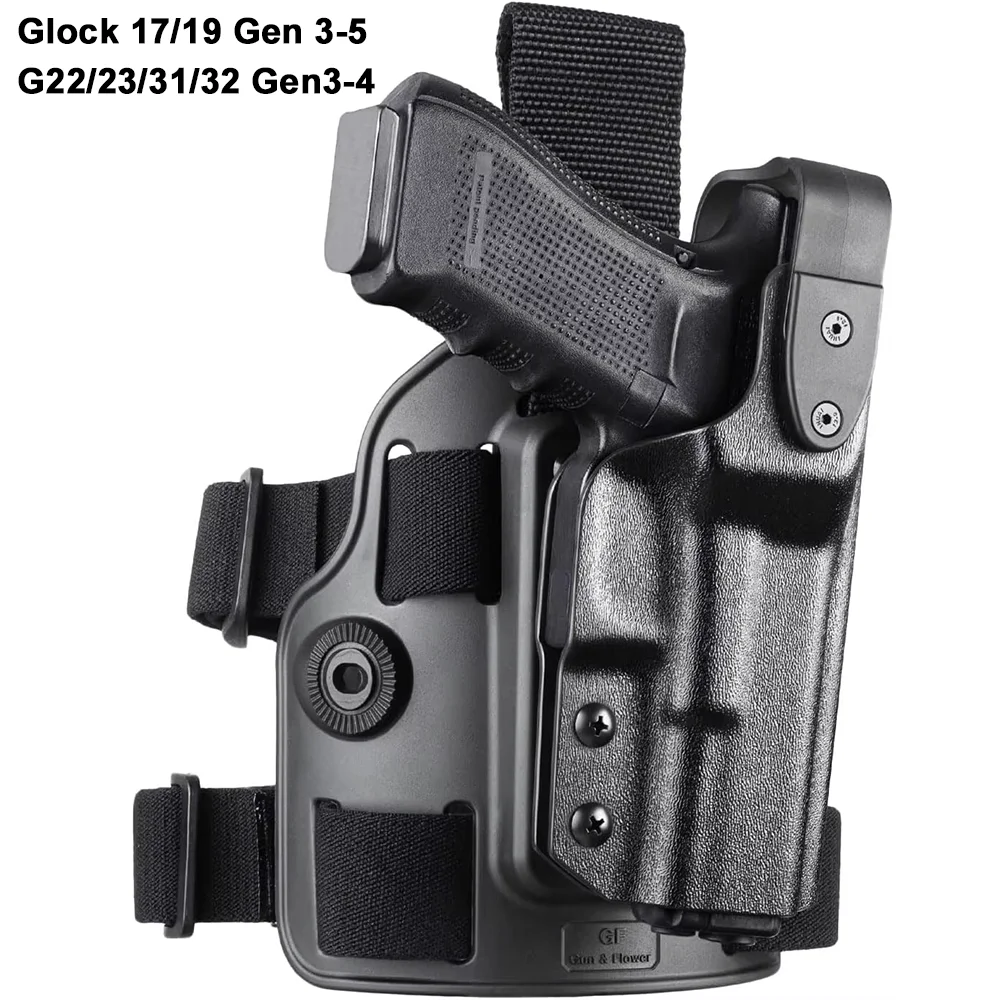 Funda tactica de pierna Glock Kydex - derecha, retencion Nivel II