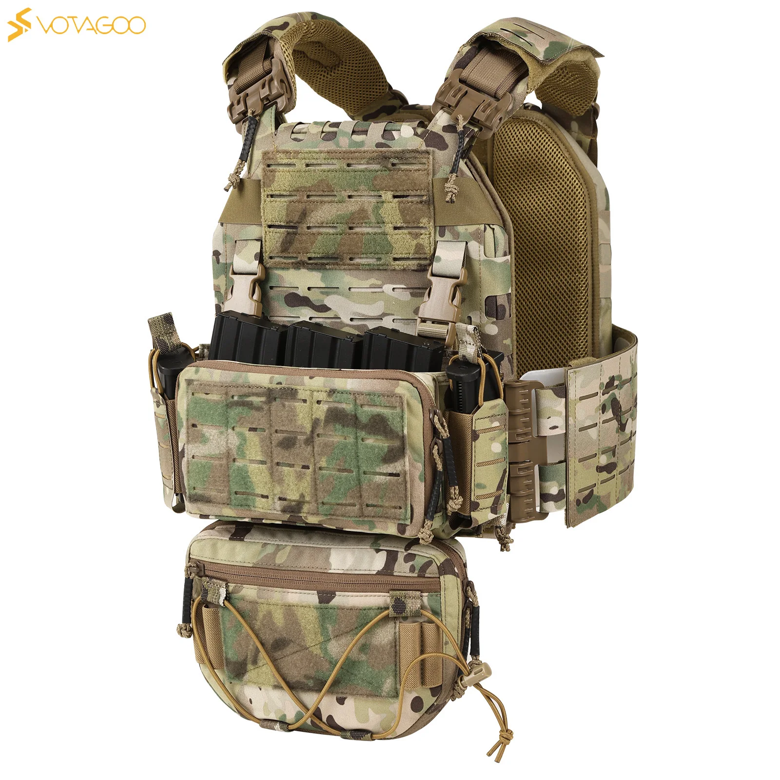 Chaleco táctico VOTAGOO con diseño modular y bolsas desmontables