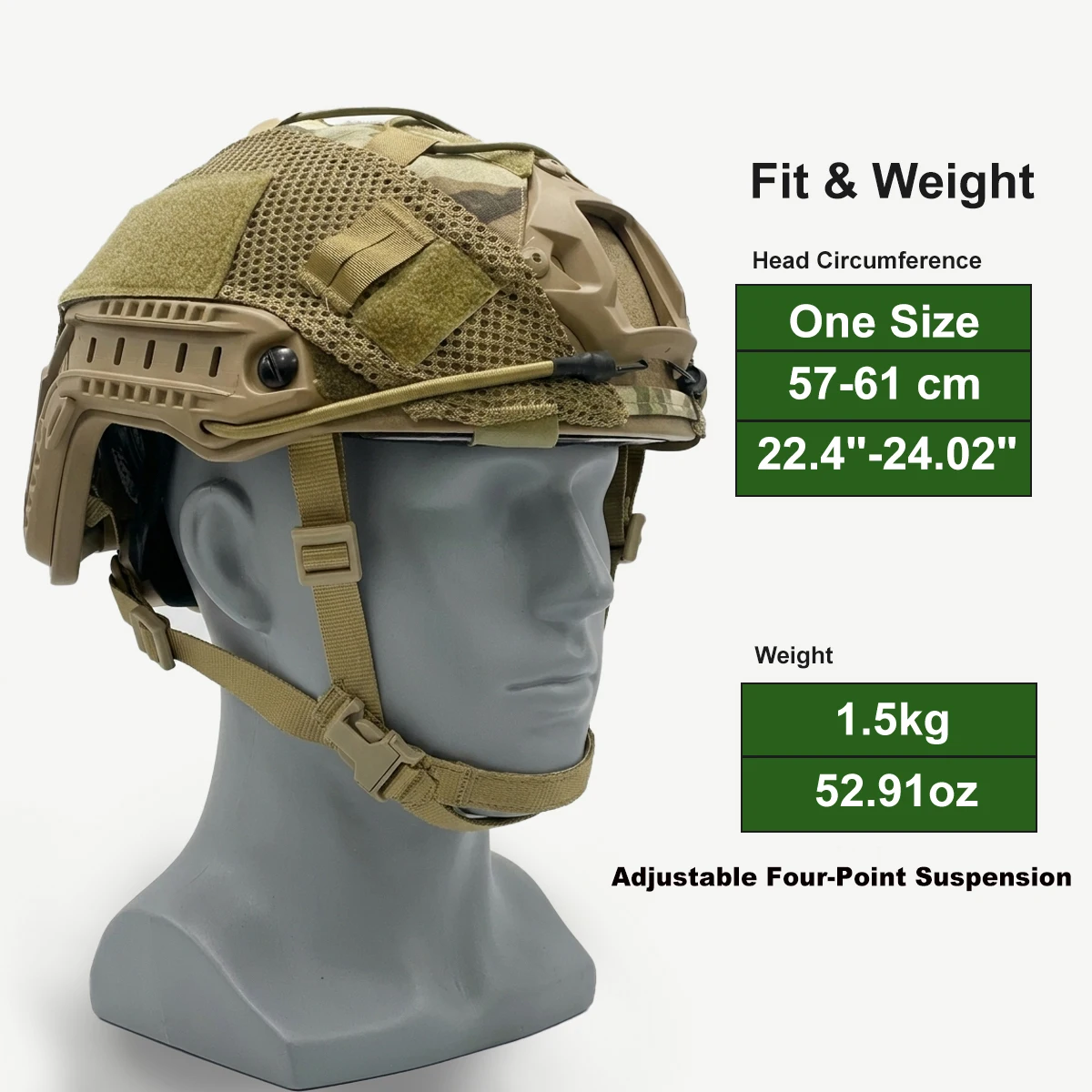 Casco táctico FAST de fibra de vidrio con montaje frontal - imagen 2