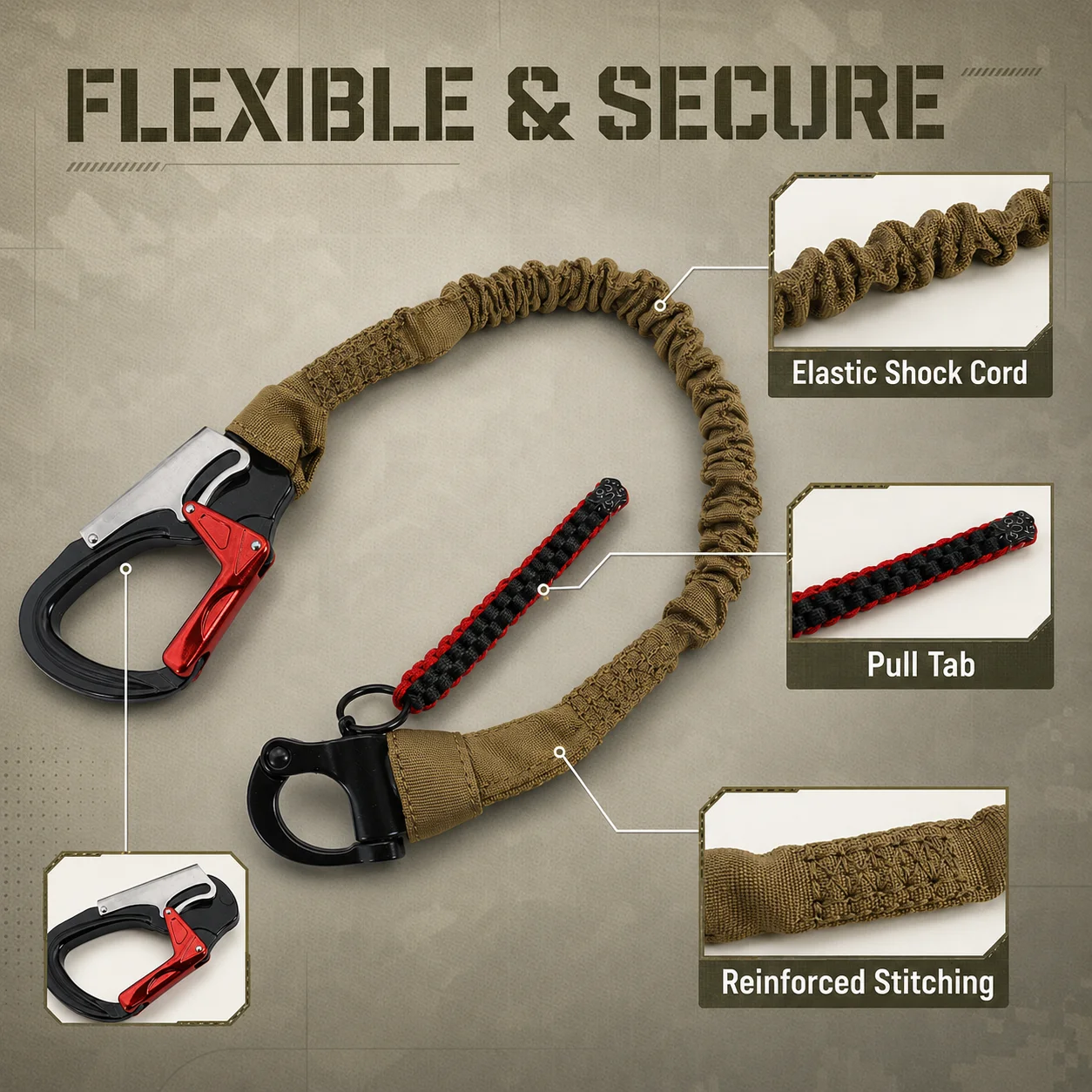 Cuerda táctica liberación rápida elástica con gancho para Airsoft K9 - imagen 4