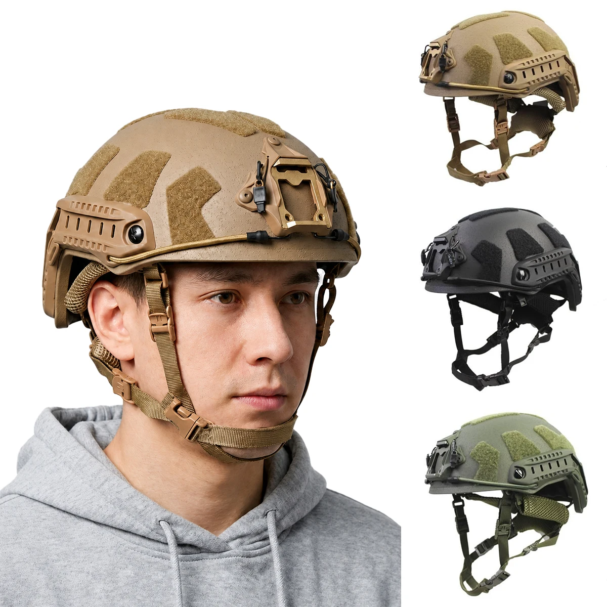 Casco táctico FAST con rieles laterales y panel velcro – Airsoft - imagen 5