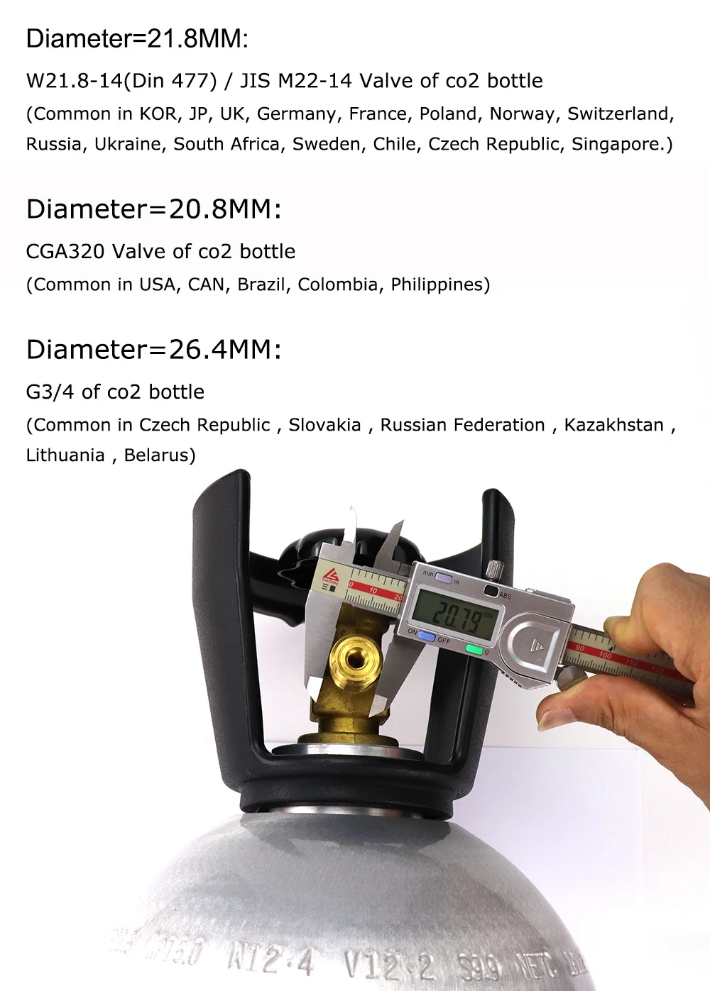 Adaptador de carga CO2 con conector W21.8 y manguera de alta presión