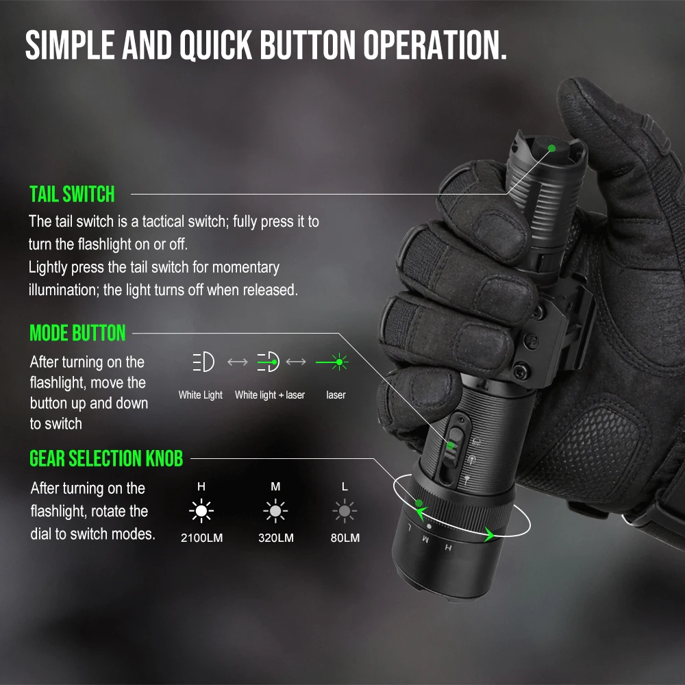 TrustFire R9 Linterna táctica LED para caza y autodefensa robusta - imagen 4