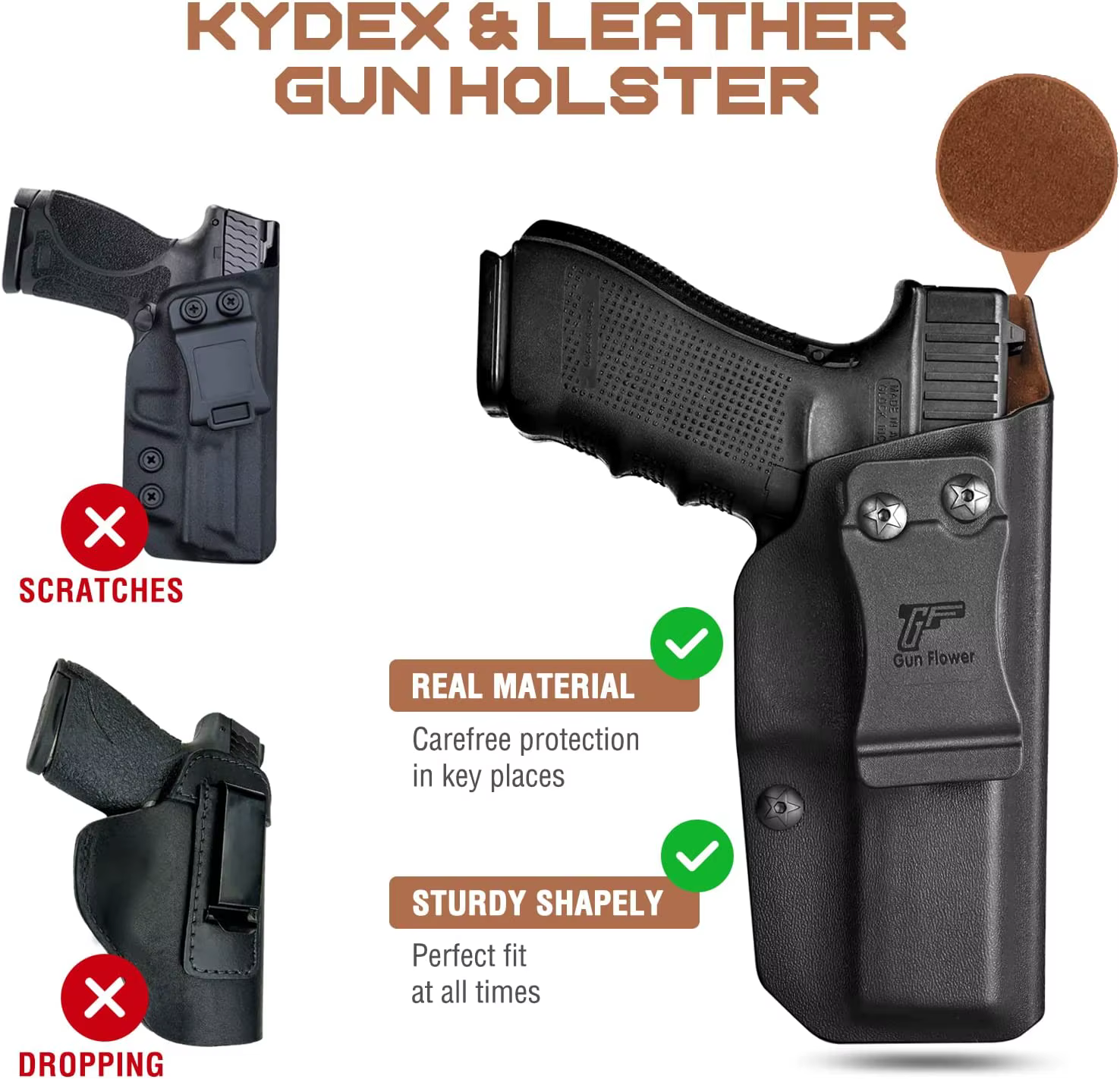 Funda interior de cuero IWB para Glock G19 y G17, G43 43X, y más - imagen 2