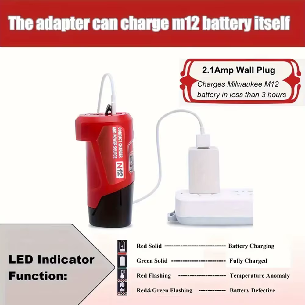 Milwaukee M12 USB Cargador 12V – Banco de energía para móvil - imagen 5