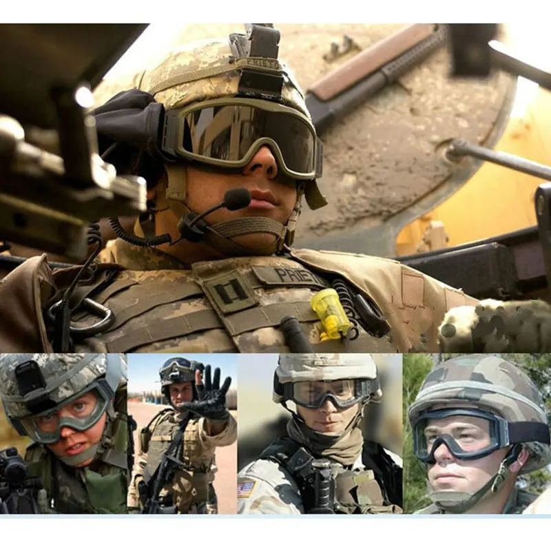 JSJM Gafas Tácticas CS Airsoft 3 Lentes HD Antiviento Motocross - imagen 4