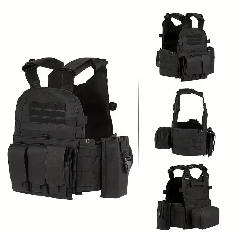 Chaleco táctico militar 6094 Molle con placa y accesorios Airsoft