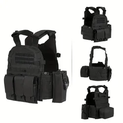 Chaleco táctico militar 6094 Molle con placa y accesorios Airsoft