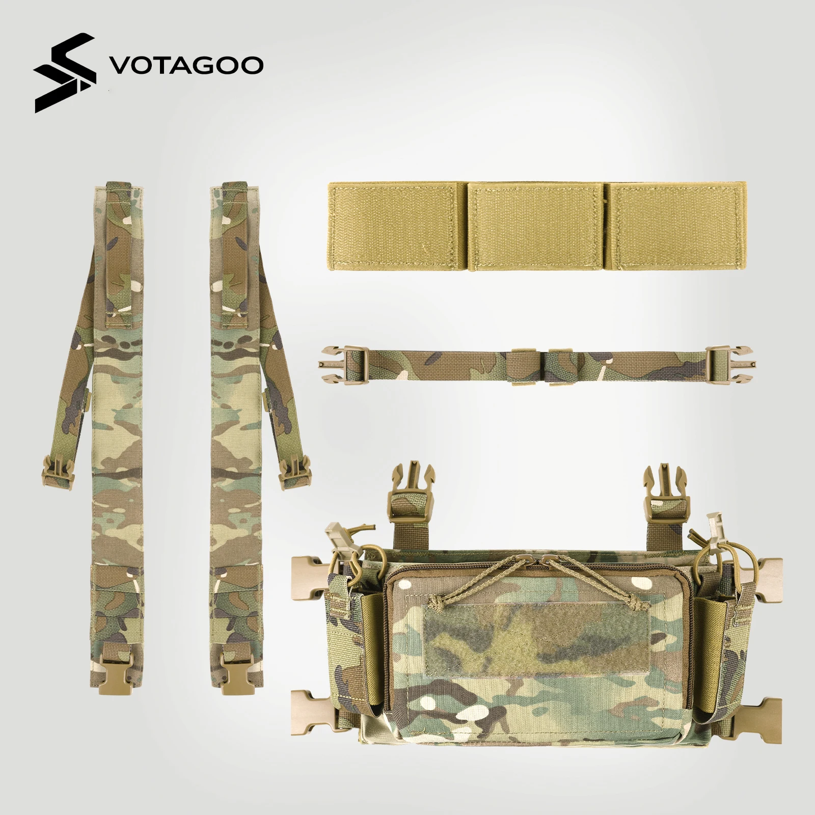 VOTAGOO Chaleco Táctico con Bolsillos MOLLE y Arnés Ajustable - imagen 4