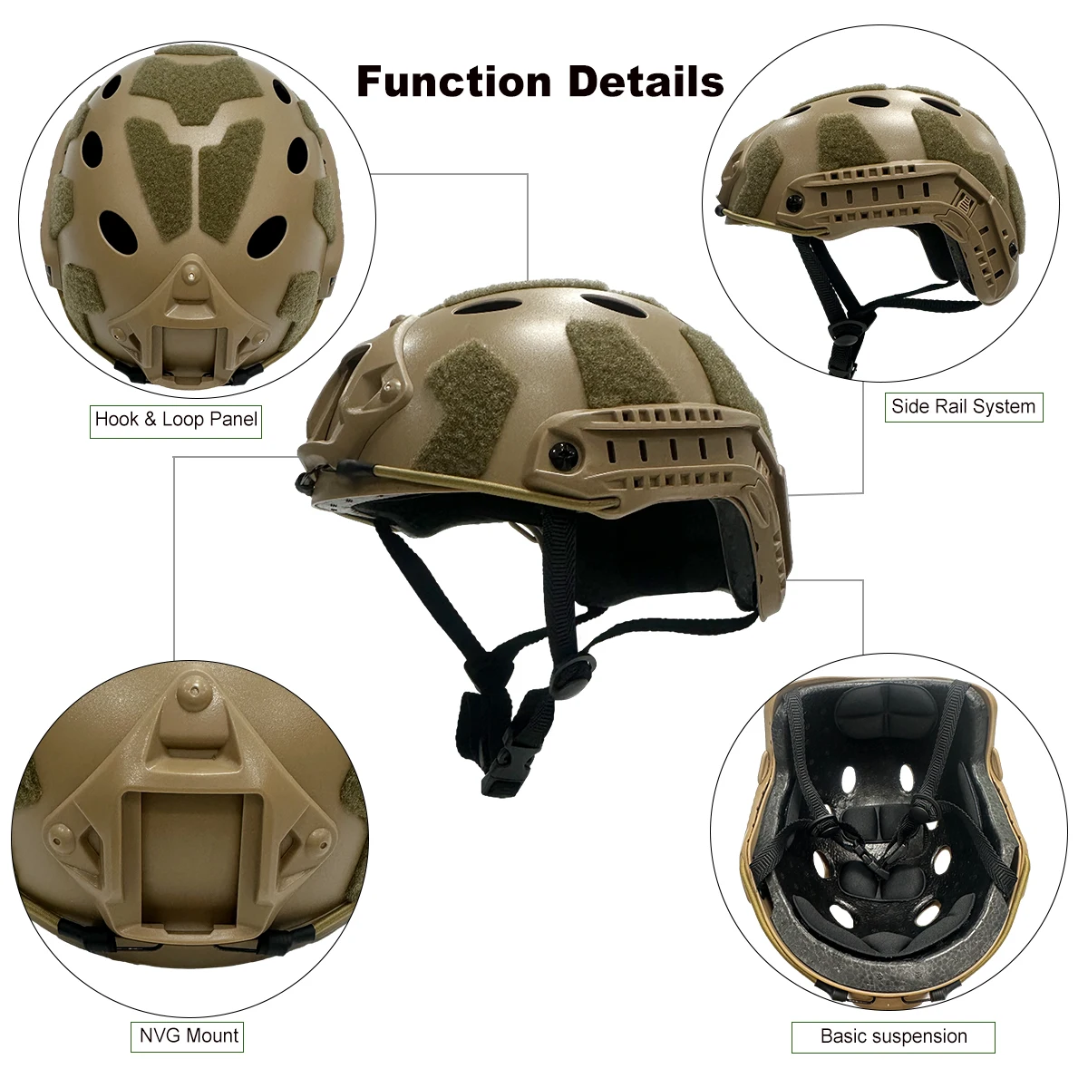 Casco táctico FAST ABS con paneles gancho y bucle para airsoft - imagen 2