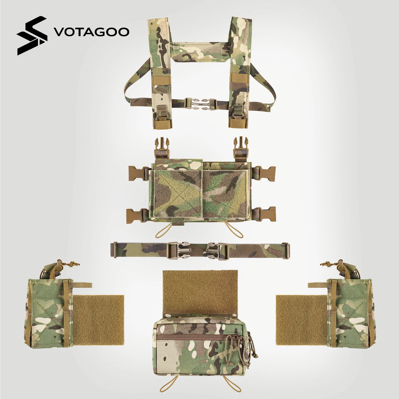 VOTAGOO pechera táctica MOLLE desmontable para portaplacas - imagen 4