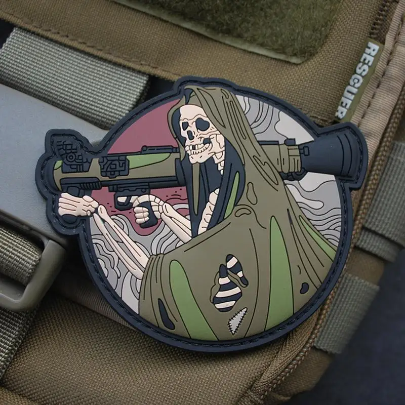 Parche táctico PVC Grim Reaper adhesivo mochila equipamiento
