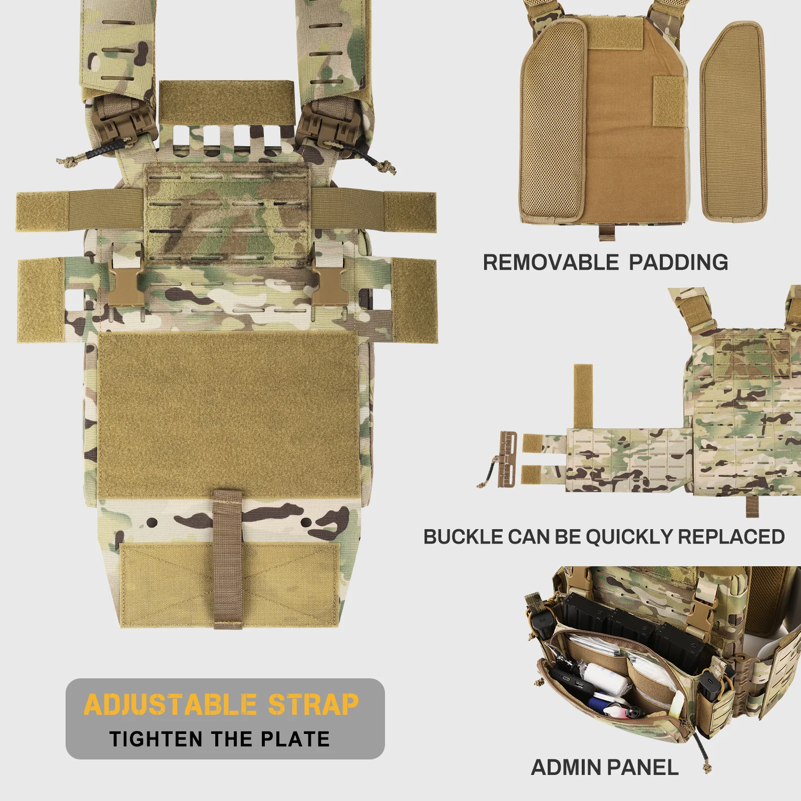 VOTAGOO Chaleco táctico ajustable con bolsa admin de caída - imagen 4