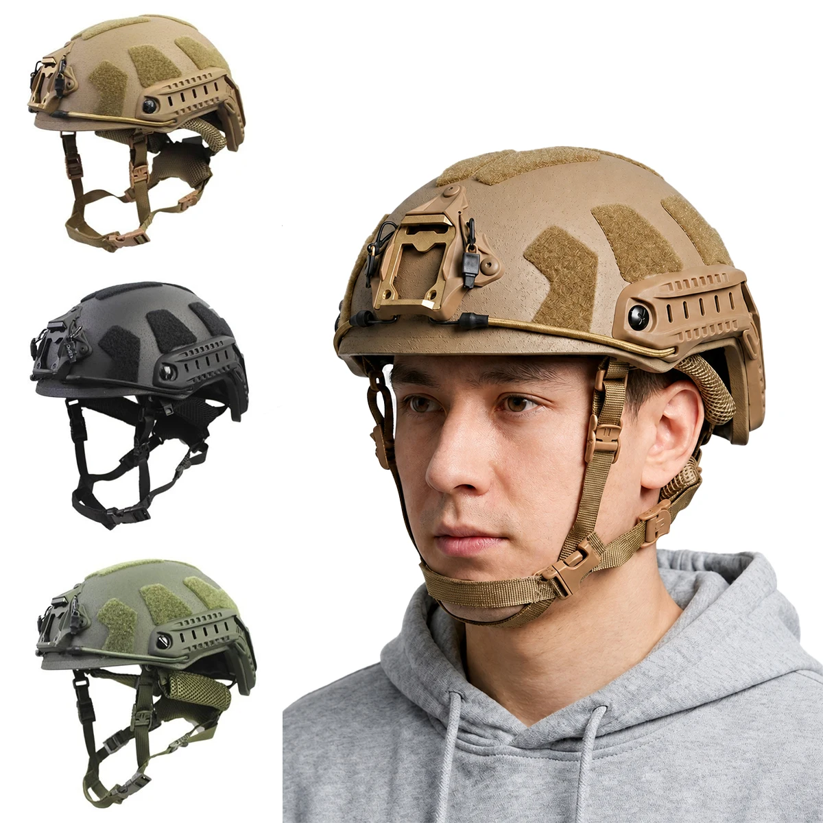 Casco estilo FAST de fibra de vidrio con diseño funcional