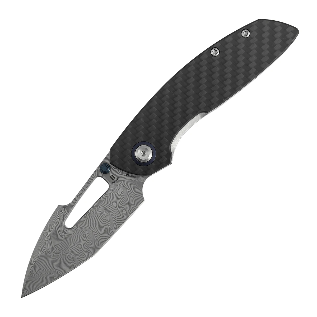 Navaja plegable Tenable cuchillo bolsillo acero damasco 14C28N G10