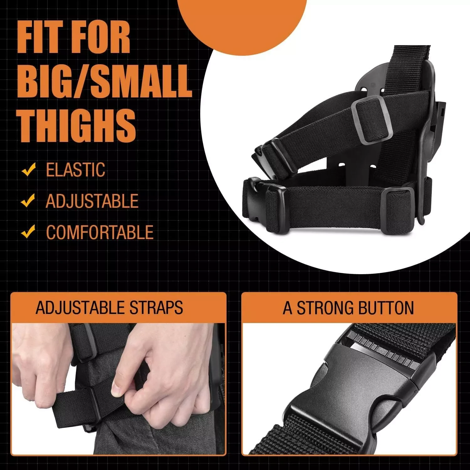 Funda tactica de pierna Glock Kydex - derecha, retencion Nivel II - imagen 4