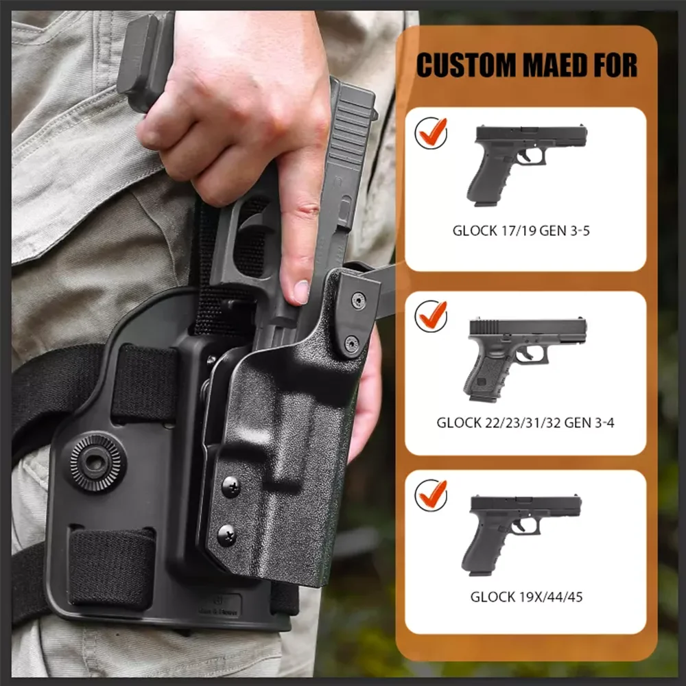 Funda tactica de pierna Glock Kydex - derecha, retencion Nivel II - imagen 3