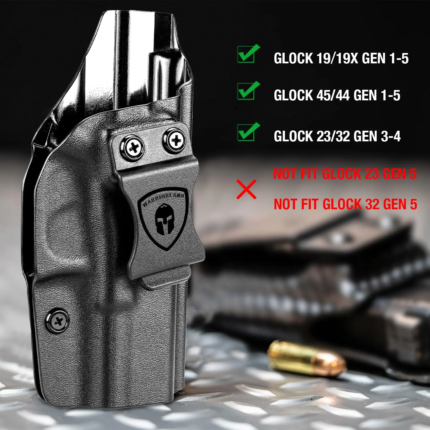 Funda Kydex IWB Glock 19/19X/23/32/44/45 Gen 3-4 ocultación cintura - imagen 2