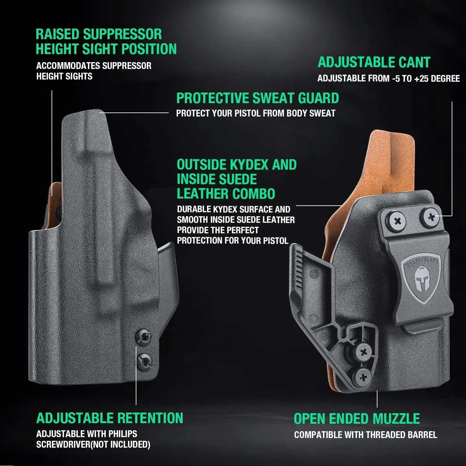 Funda Kydex IWB Hellcat con interior de cuero y mira punto rojo - imagen 4