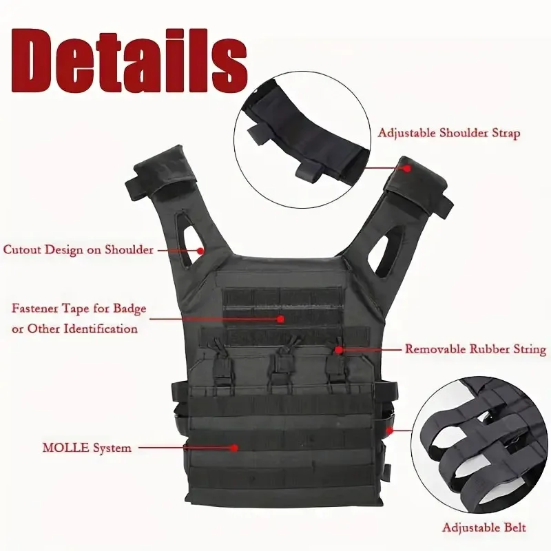 Chaleco táctico MOLLE portaplacas para airsoft exterior - imagen 4