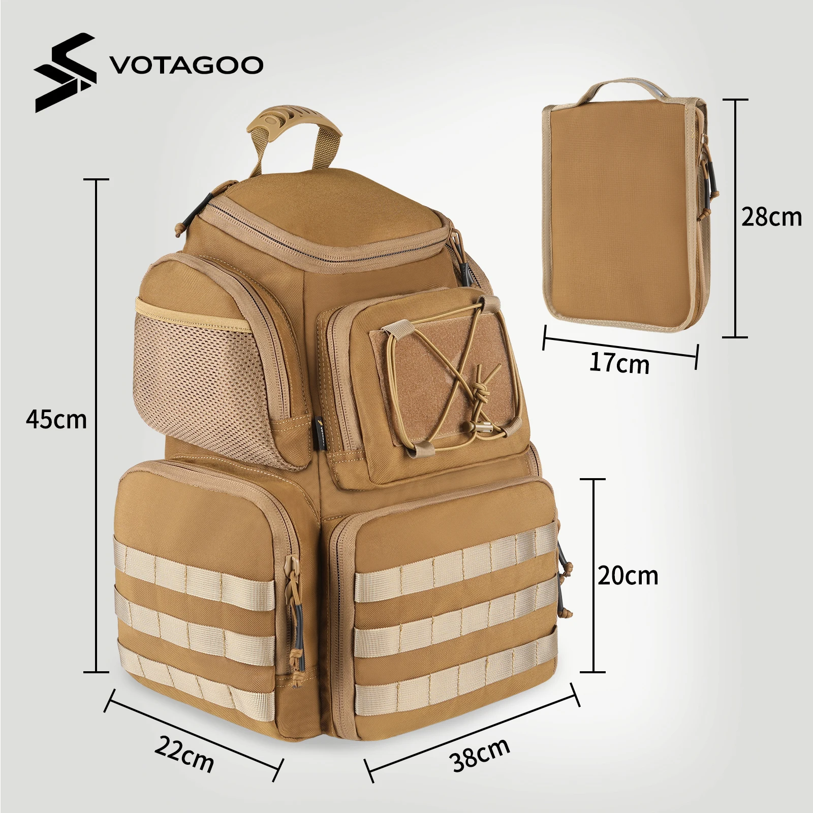 VOTAGOO Mochila táctica negra V2 para caza aire libre - imagen 2