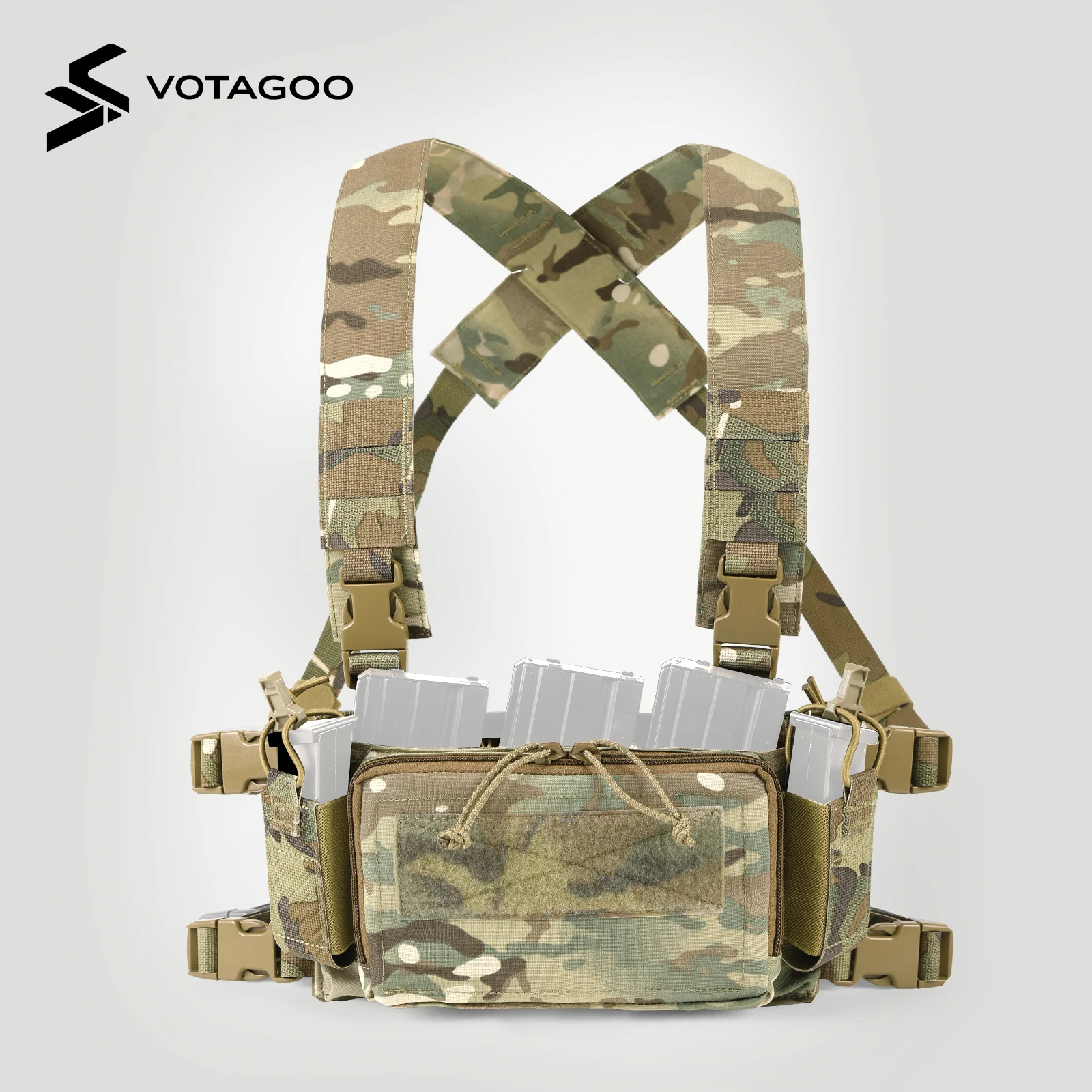 VOTAGOO Chaleco Táctico con Bolsillos MOLLE y Arnés Ajustable